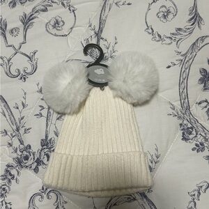 Primark White Knit Hat with Fluffy Ears